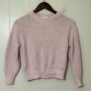 Wilfred Aritzia Pink Knit Sweater XXS Cropped Ribbed Cozy Minimalist Soft Girl
